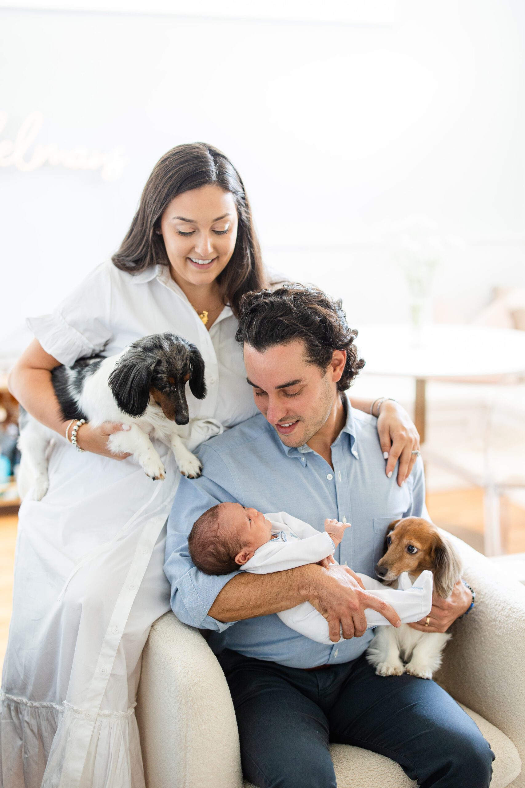 Greenville, SC lifestyle newborn session with dogs