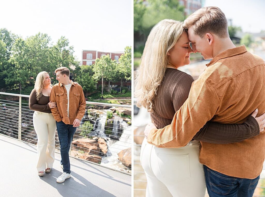 Downtown Greenville engagement session at Falls Park